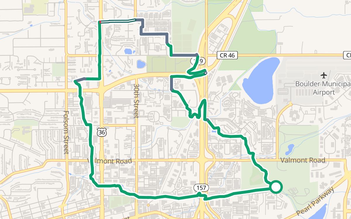 Valmont City Park, Wonderland Creek and Goose Creek on a map