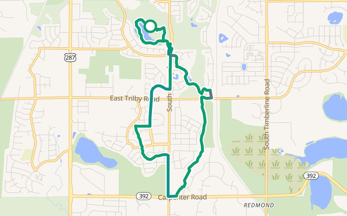 Fossil Creek Trail loop on a map