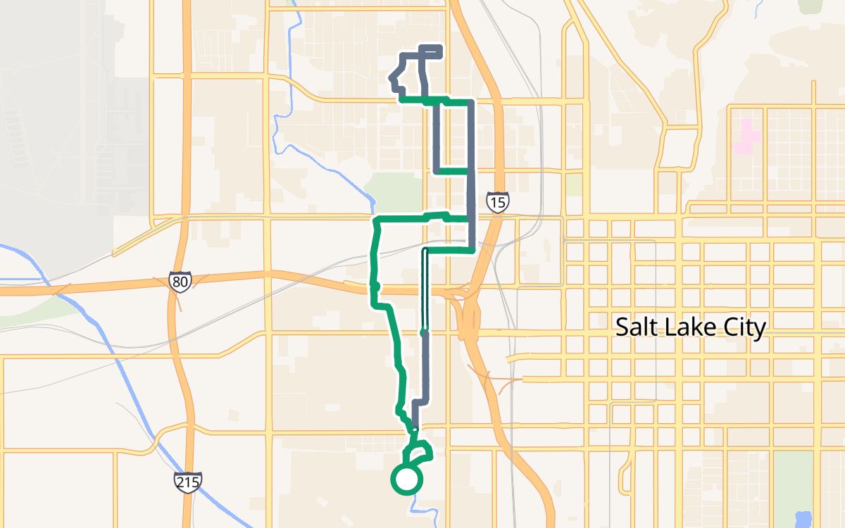 North from Jordan Park on the Jordan River Parkway on a map