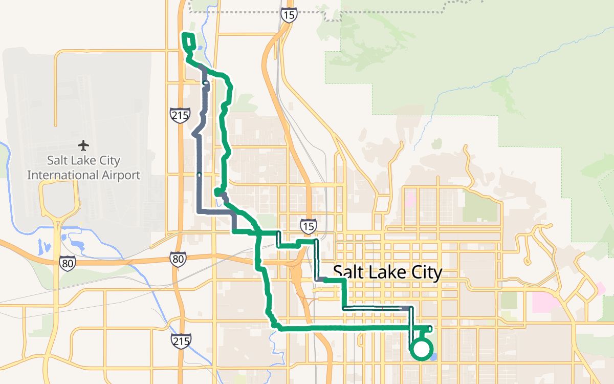 Liberty Park to the Jordan River Parkway on a map
