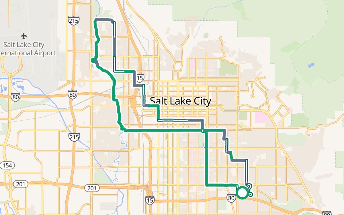 Sugar House Park to the Jordan River Parkway on a map