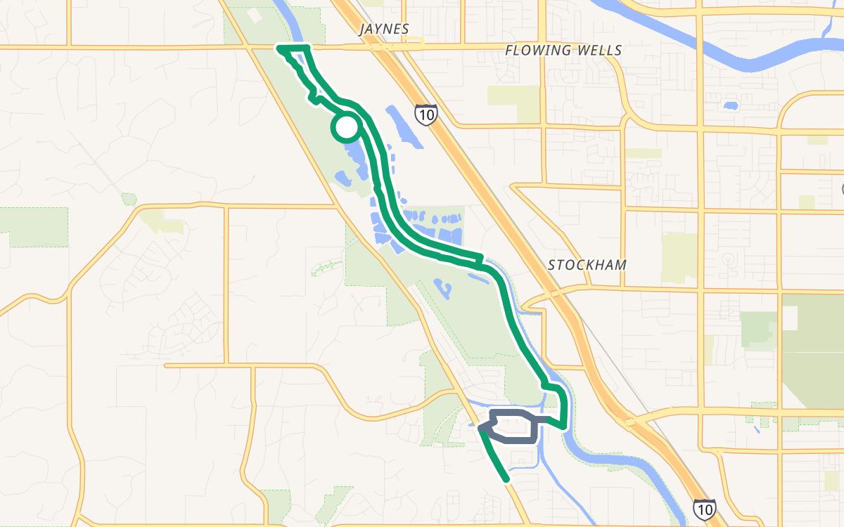 Columbus Park south on the Santa Cruz River Path on a map