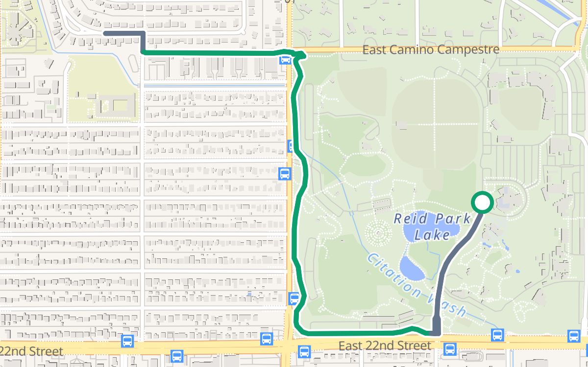 Reid Park and the Arroyo Chico Greenway on a map