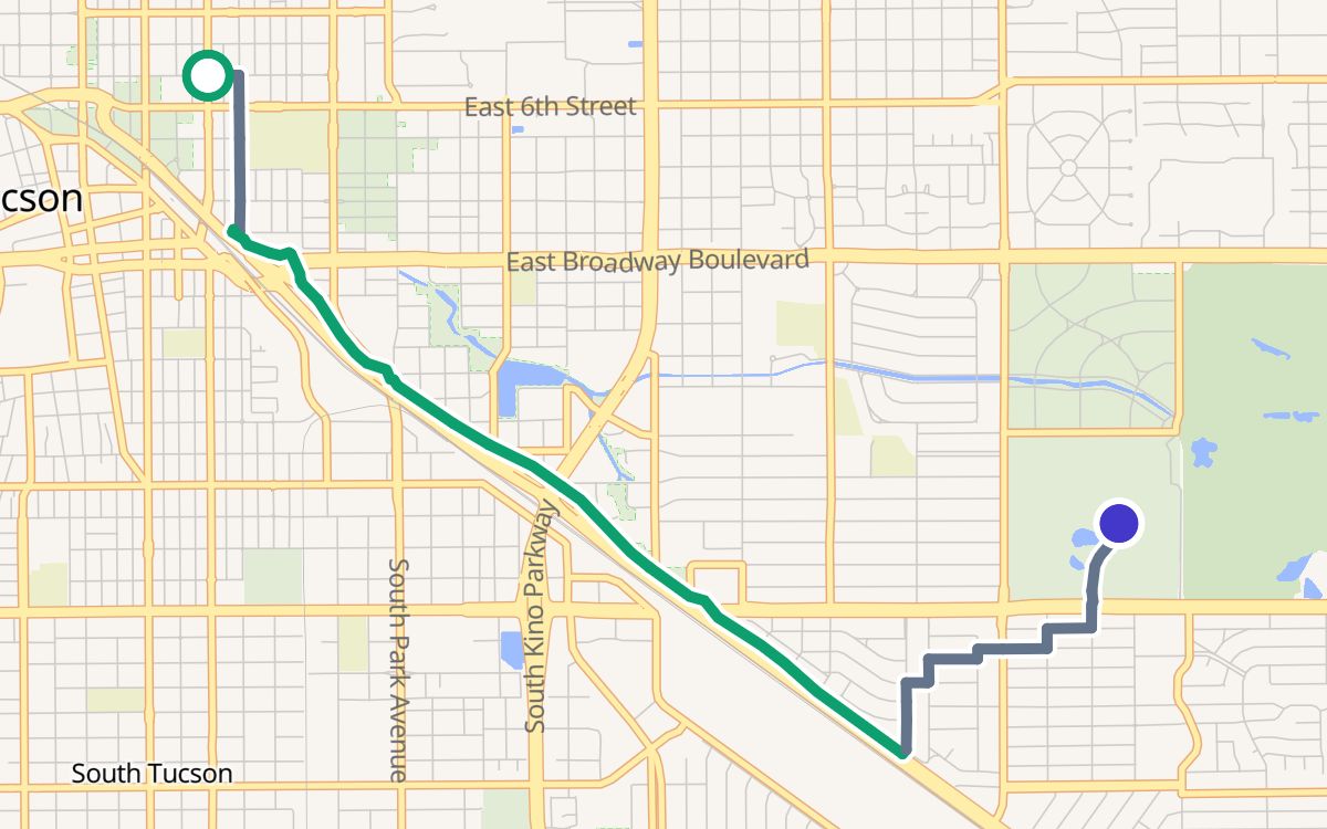 4th Avenue to Reid Park on a map